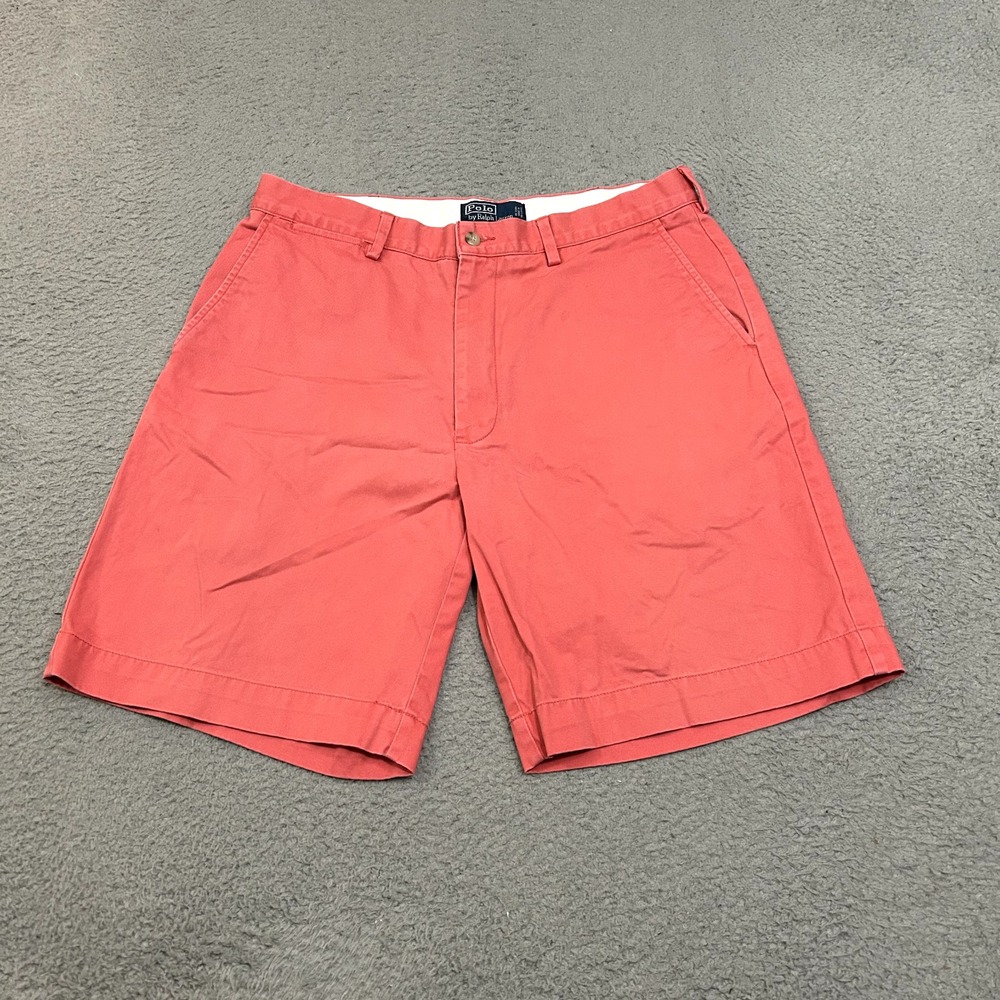 Vintage Polo Ralph Lauren Shorts Men 35 Pink Chino Cotton Casual Preppy Prospect